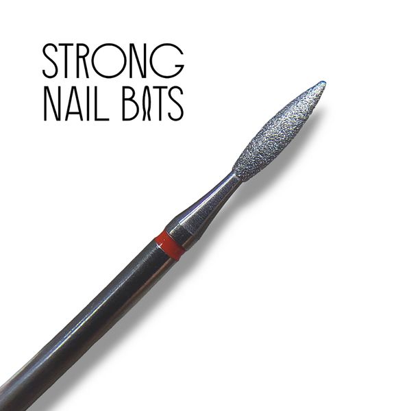 Фреза алмазна Strong nail bits PREMIUM полум'я червоне, 0,21 мм SET SNBR21 фото
