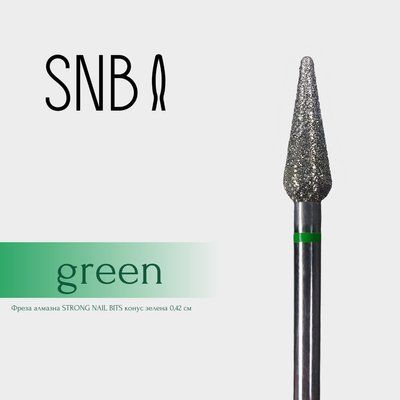 Фреза алмазна STRONG NAIL BITS конус, зелена, 0,42 см MD0412D-С фото